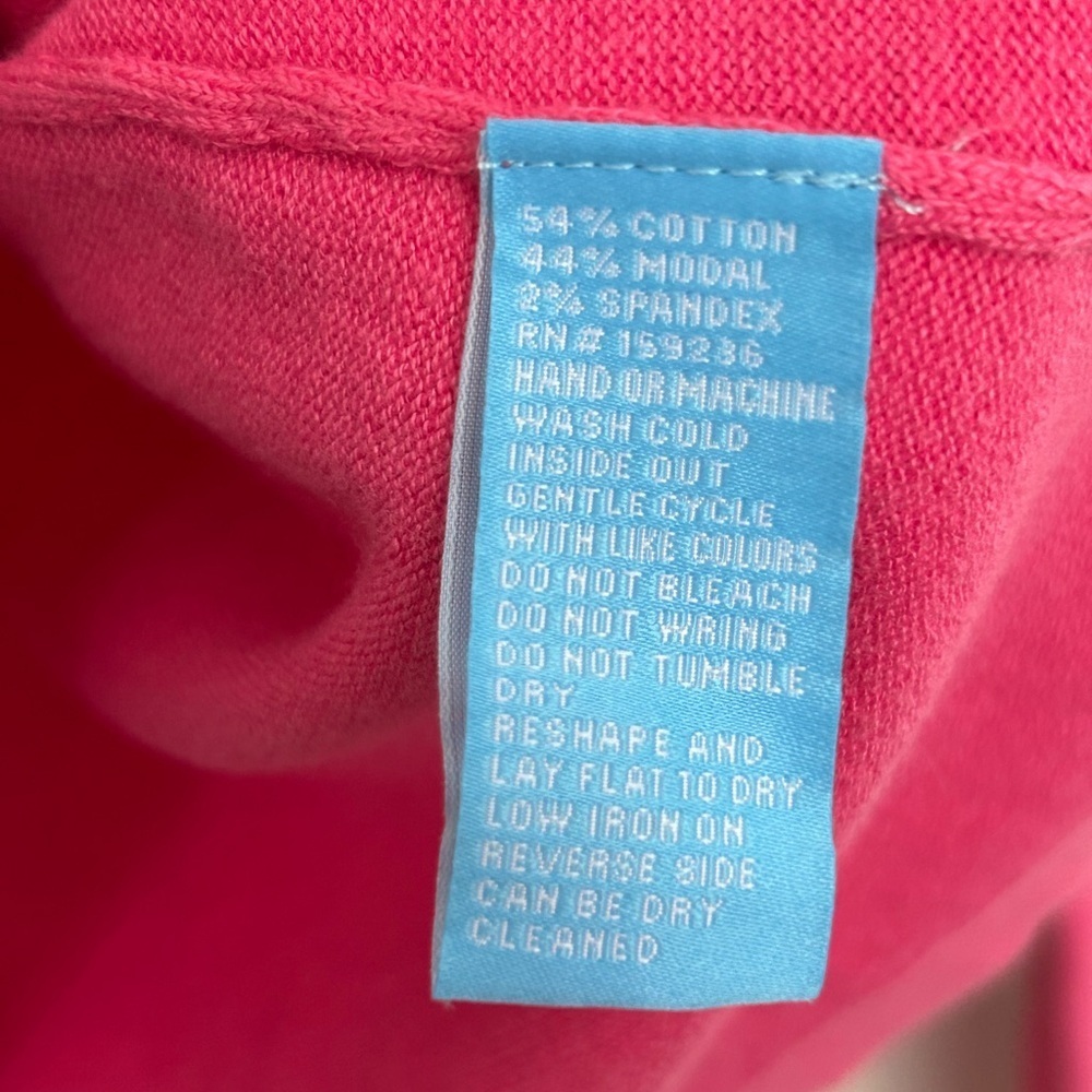 J Mclaughlin XS Jamey Sweater Hot Pink Long Sleeve Knit Cotton Button Crew Prep - Picture 6 of 8